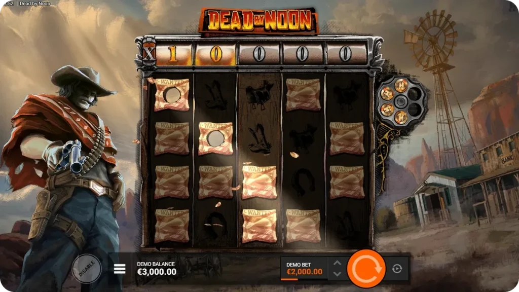 High-Roller FeatureSpins in Dead by Noon — minigioco Wanted Poster e Multiplier Chambers